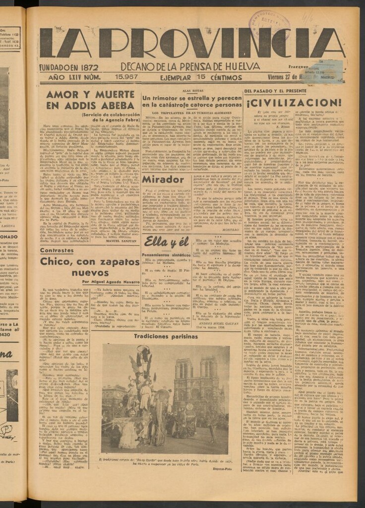 Miniatura de La Provincia : diario de la noche del 27 de marzo de 1936