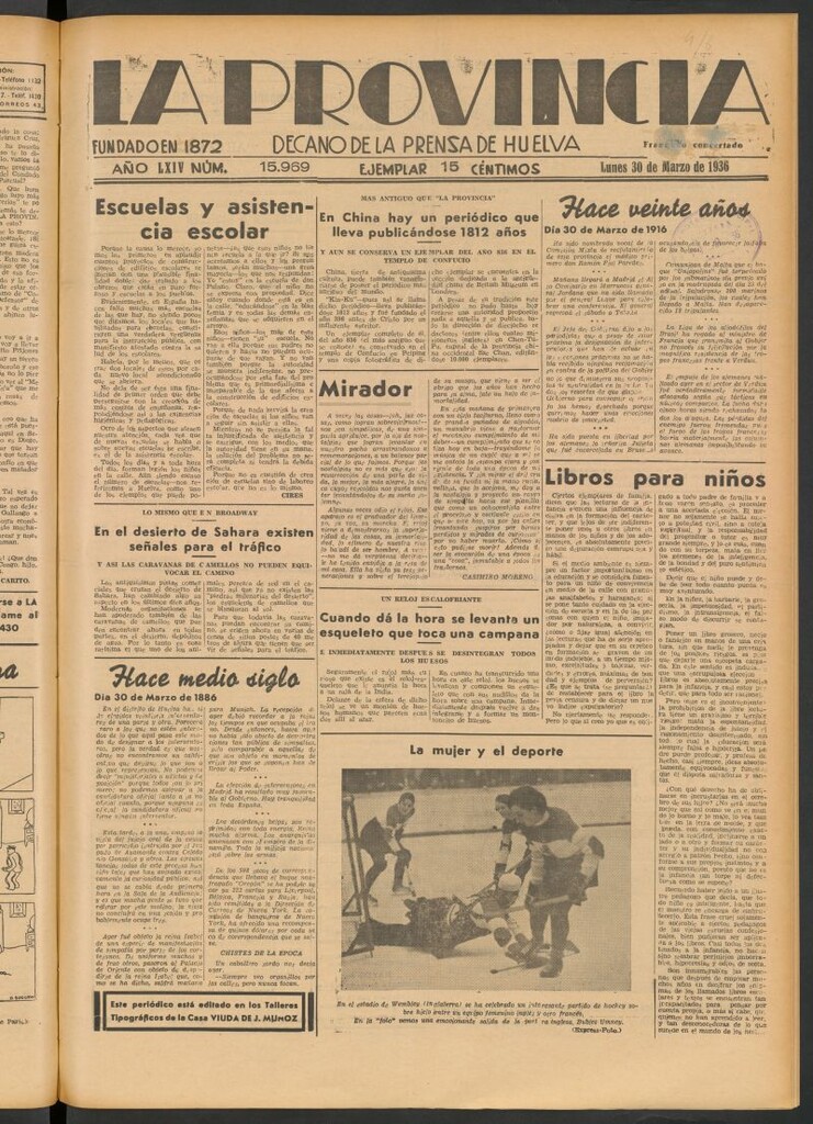 Miniatura de La Provincia : diario de la noche del 30 de marzo de 1936