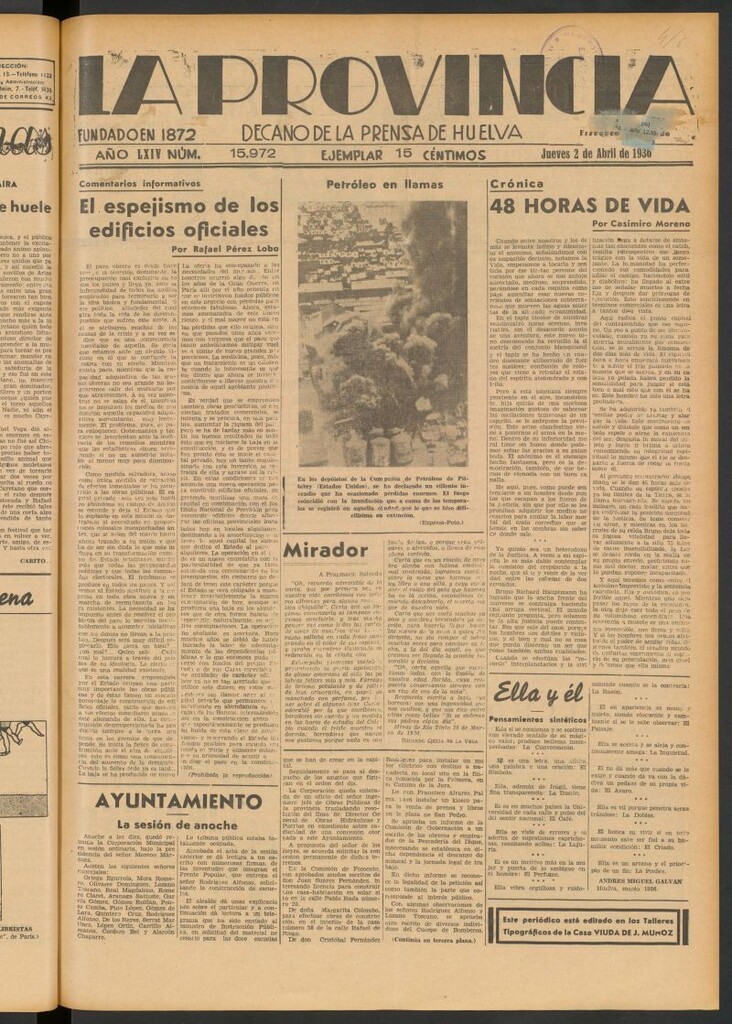Miniatura de La Provincia : diario de la noche del 2 de abril de 1936