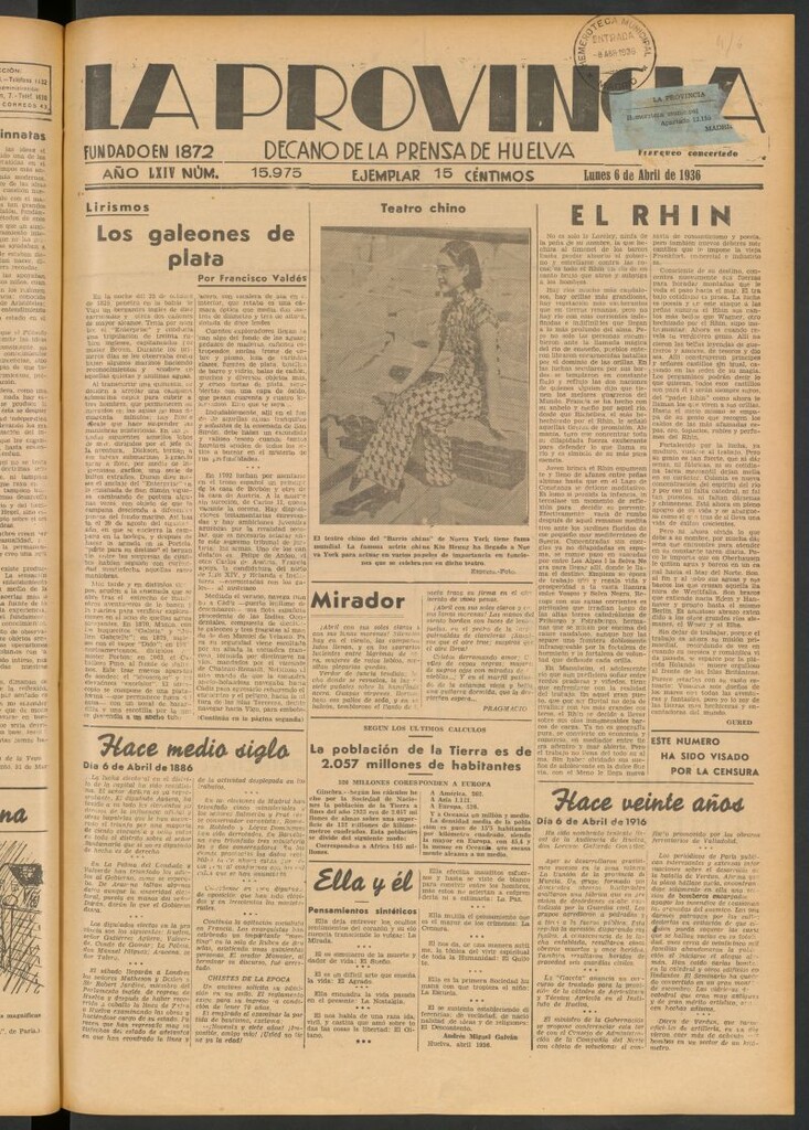 Miniatura de La Provincia : diario de la noche del 6 de abril de 1936