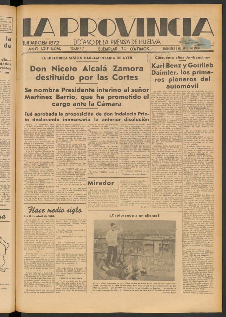 Miniatura de La Provincia : diario de la noche del 8 de abril de 1936
