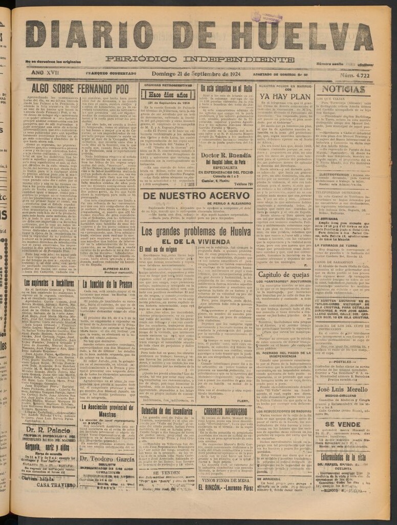 Miniatura de Diario de Huelva : periódico independiente del 21 de septiembre de 1924