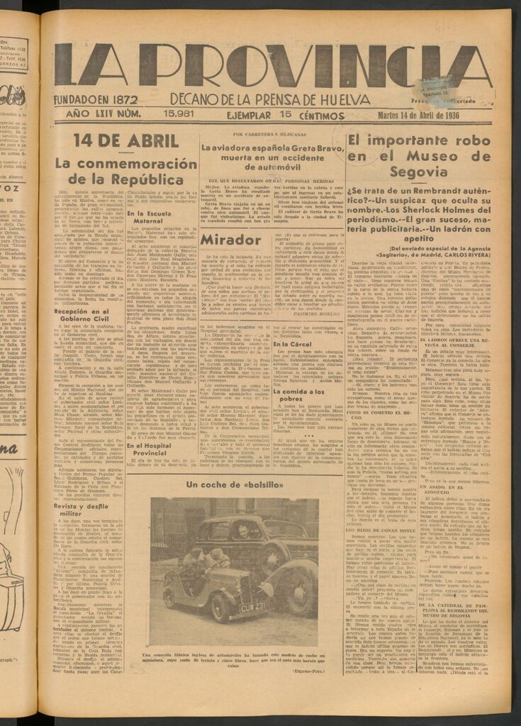 Miniatura de La Provincia : diario de la noche del 14 de abril de 1936
