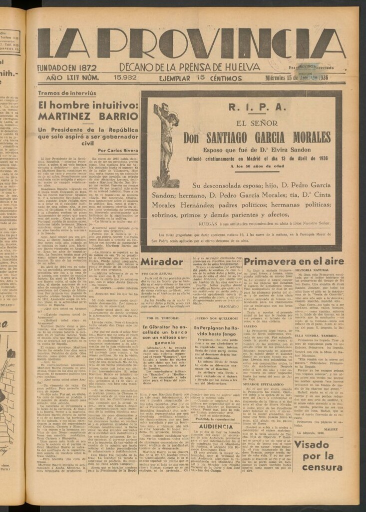 Miniatura de La Provincia : diario de la noche del 15 de abril de 1936