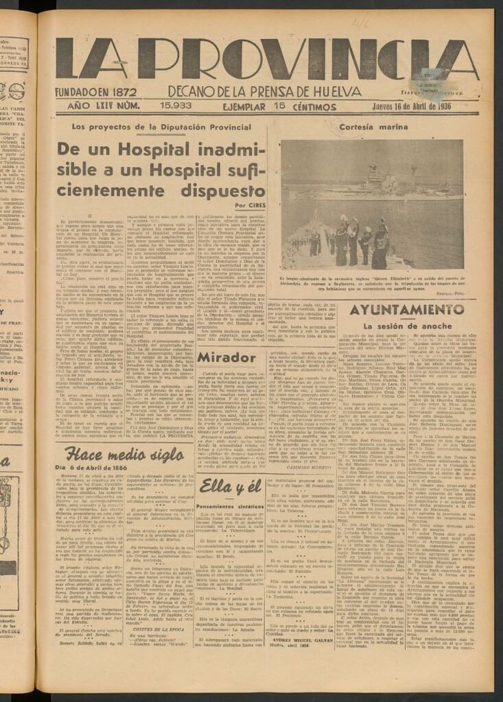Miniatura de La Provincia : diario de la noche del 16 de abril de 1936