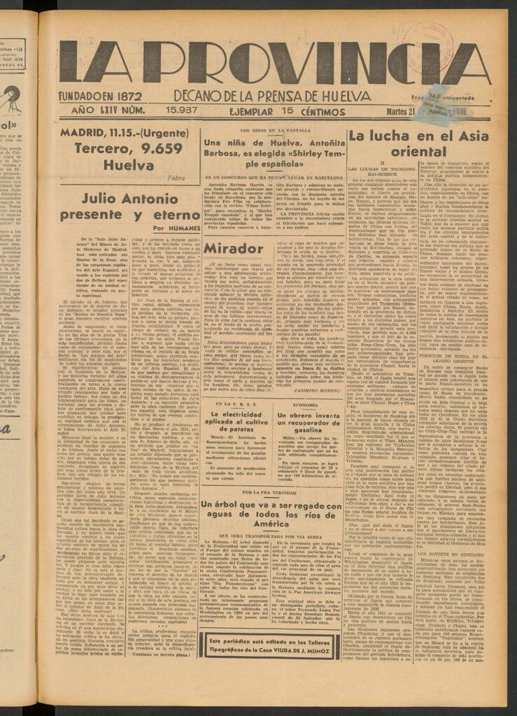Miniatura de La Provincia : diario de la noche del 21 de abril de 1936