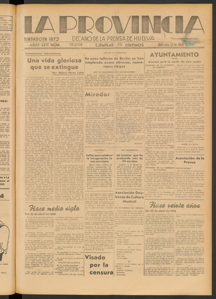 Miniatura de La Provincia : diario de la noche del 22 de abril de 1936