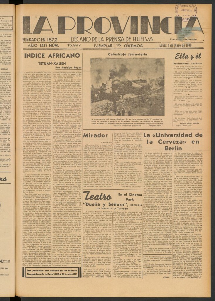 Miniatura de La Provincia : diario de la noche del 4 de mayo de 1936