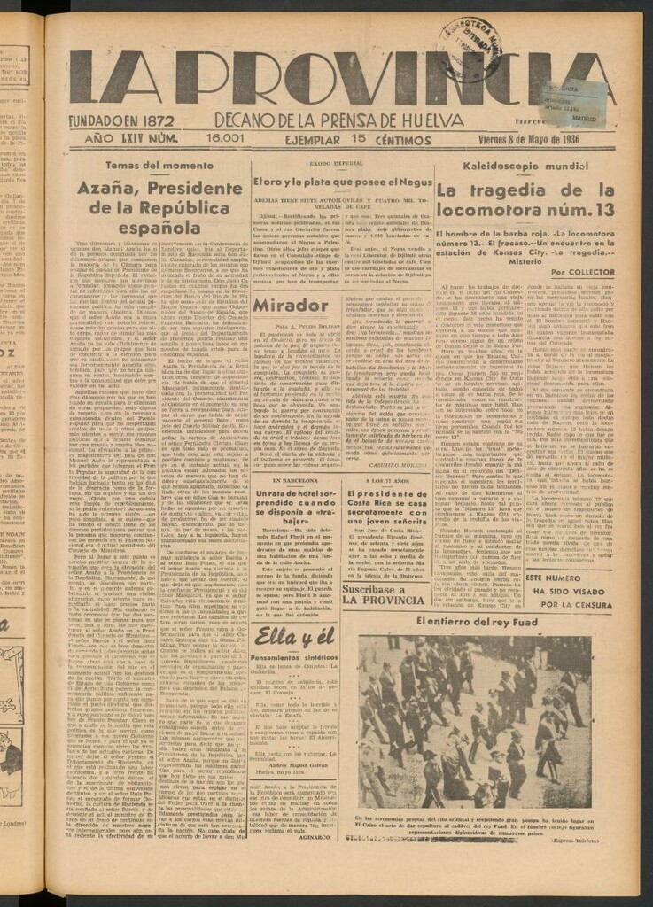 Miniatura de La Provincia : diario de la noche del 8 de mayo de 1936