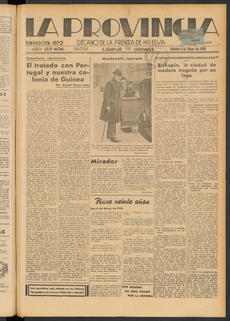 Miniatura de La Provincia : diario de la noche del 9 de mayo de 1936