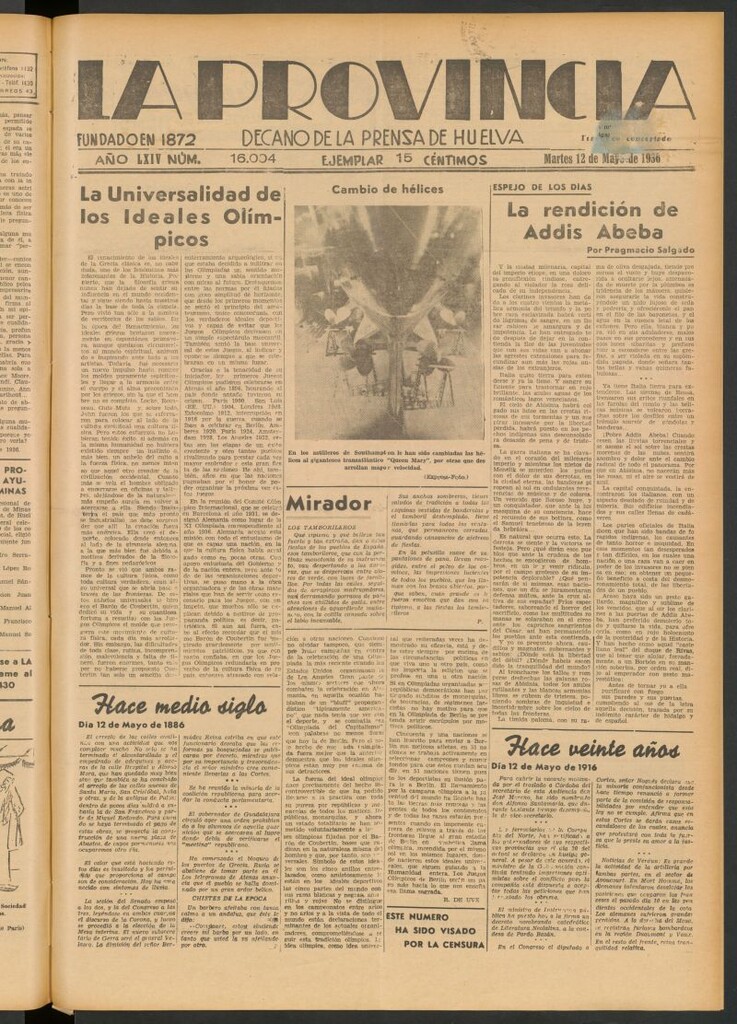 Miniatura de La Provincia : diario de la noche del 12 de mayo de 1936