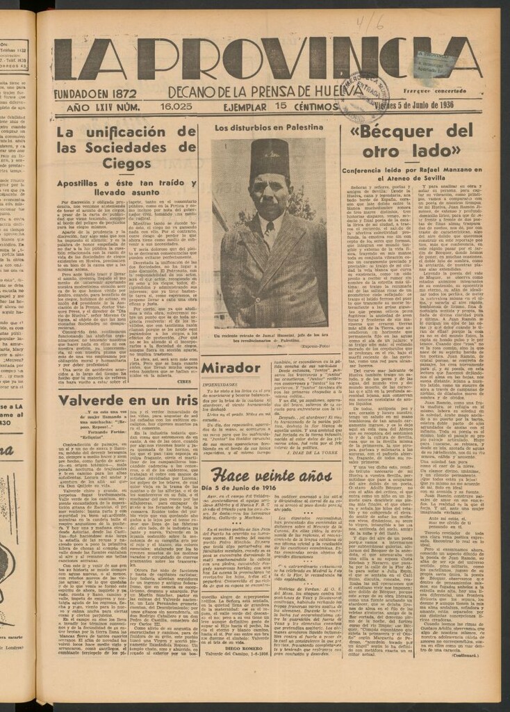 Miniatura de La Provincia : diario de la noche del 5 de junio de 1936