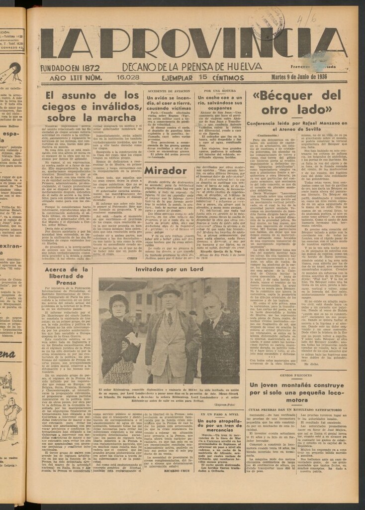 Miniatura de La Provincia : diario de la noche del 9 de junio de 1936