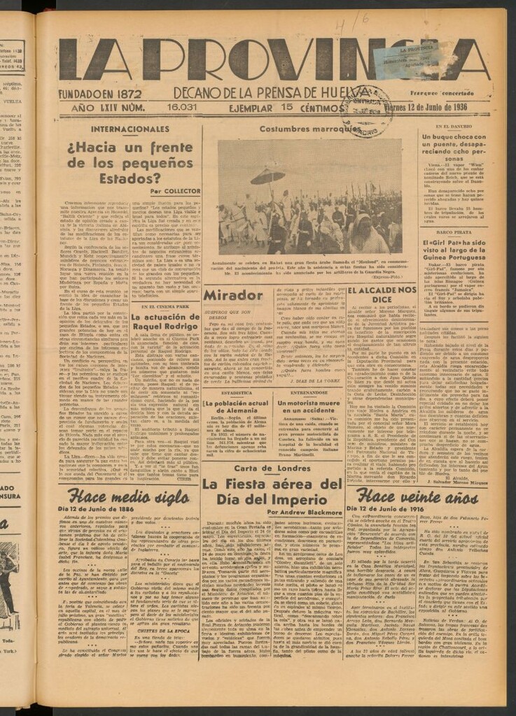 Miniatura de La Provincia : diario de la noche del 12 de junio de 1936
