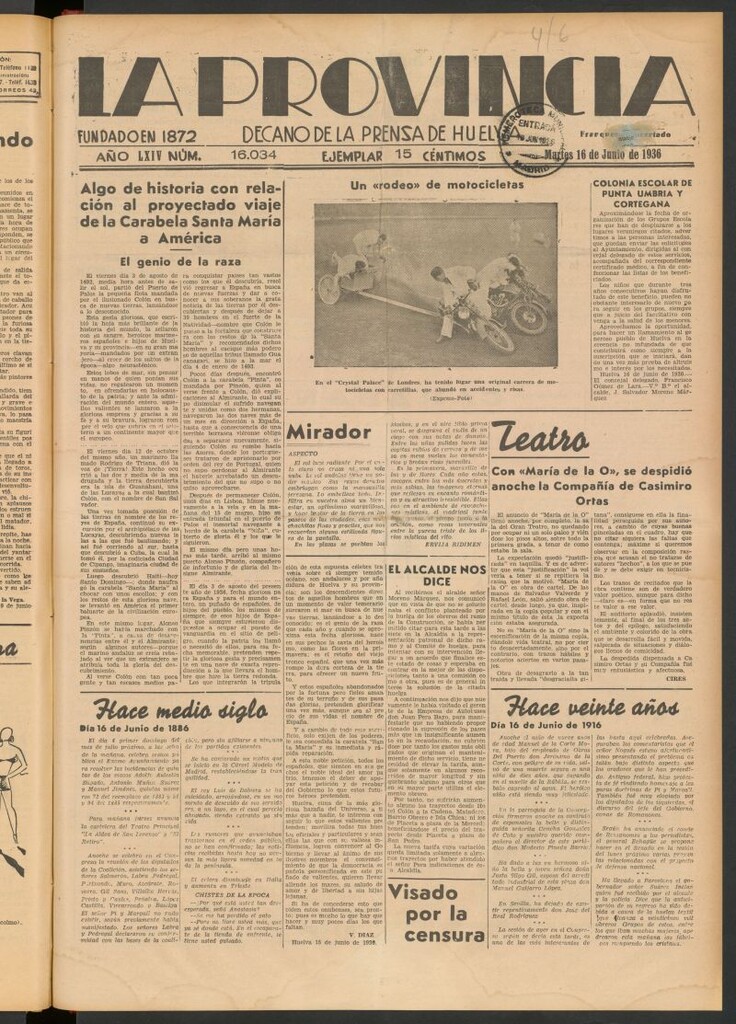 Miniatura de La Provincia : diario de la noche del 16 de junio de 1936
