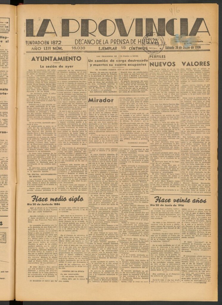 Miniatura de La Provincia : diario de la noche del 20 de junio de 1936