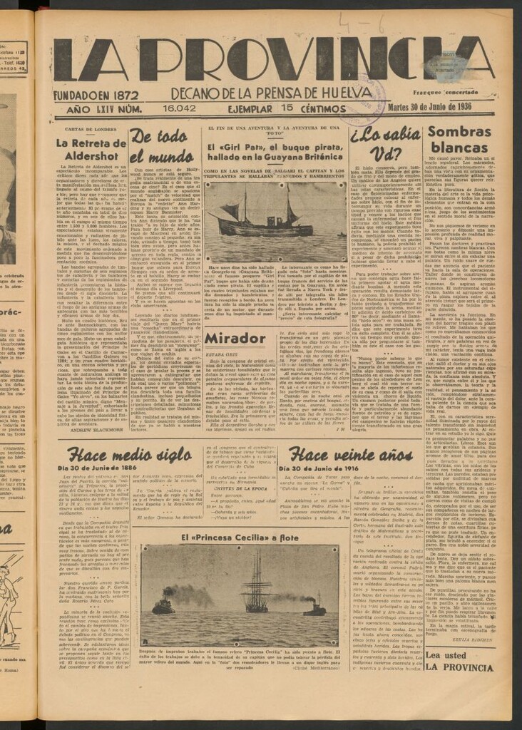 Miniatura de La Provincia : diario de la noche del 30 de junio de 1936