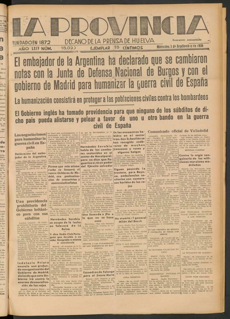 Miniatura de La Provincia : diario de la noche del 2 de septiembre de 1936