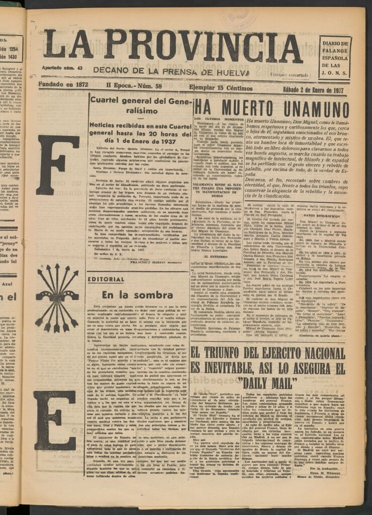 Miniatura de La Provincia : diario de la noche del 2 de enero de 1937