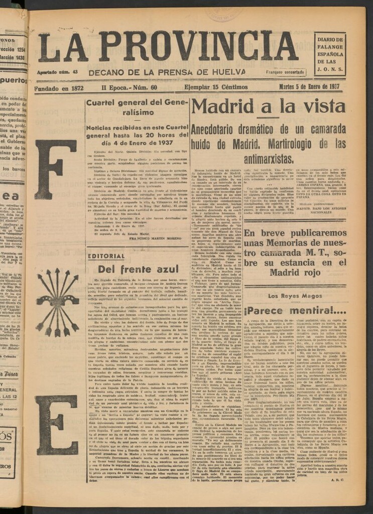 Miniatura de La Provincia : diario de la noche del 5 de enero de 1937