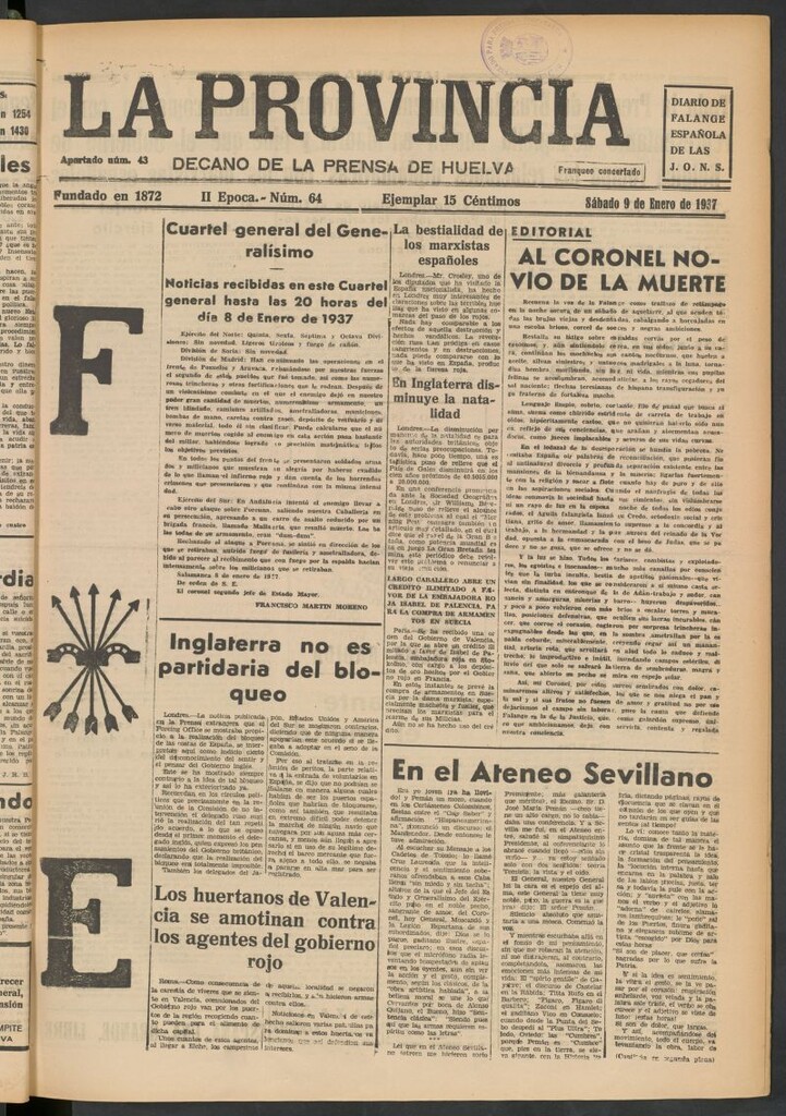 Miniatura de La Provincia : diario de la noche del 9 de enero de 1937
