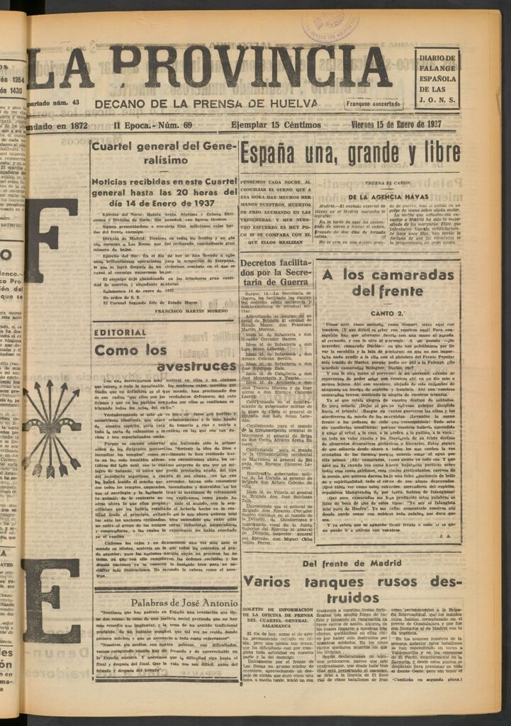 Miniatura de La Provincia : diario de la noche del 15 de enero de 1937