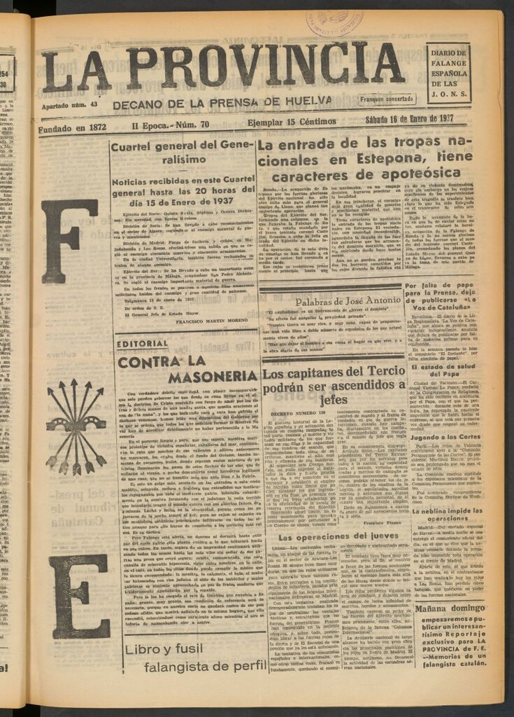 Miniatura de La Provincia : diario de la noche del 16 de enero de 1937