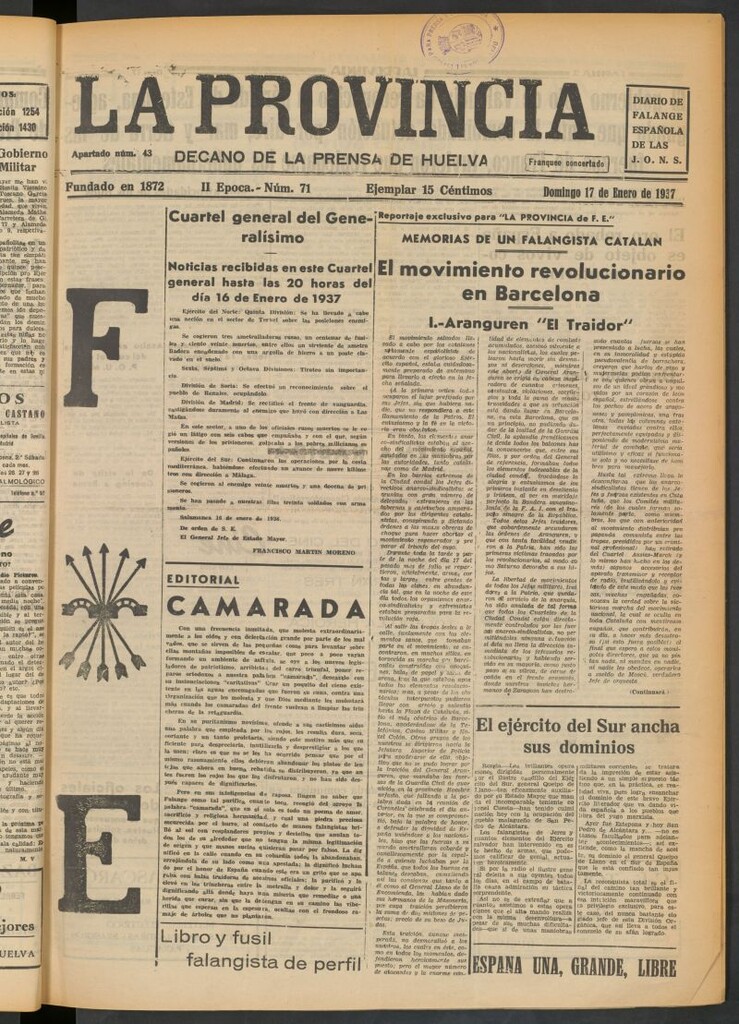 Miniatura de La Provincia : diario de la noche del 17 de enero de 1937