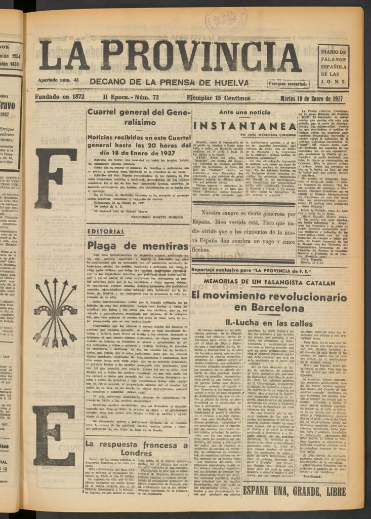 Miniatura de La Provincia : diario de la noche del 19 de enero de 1937