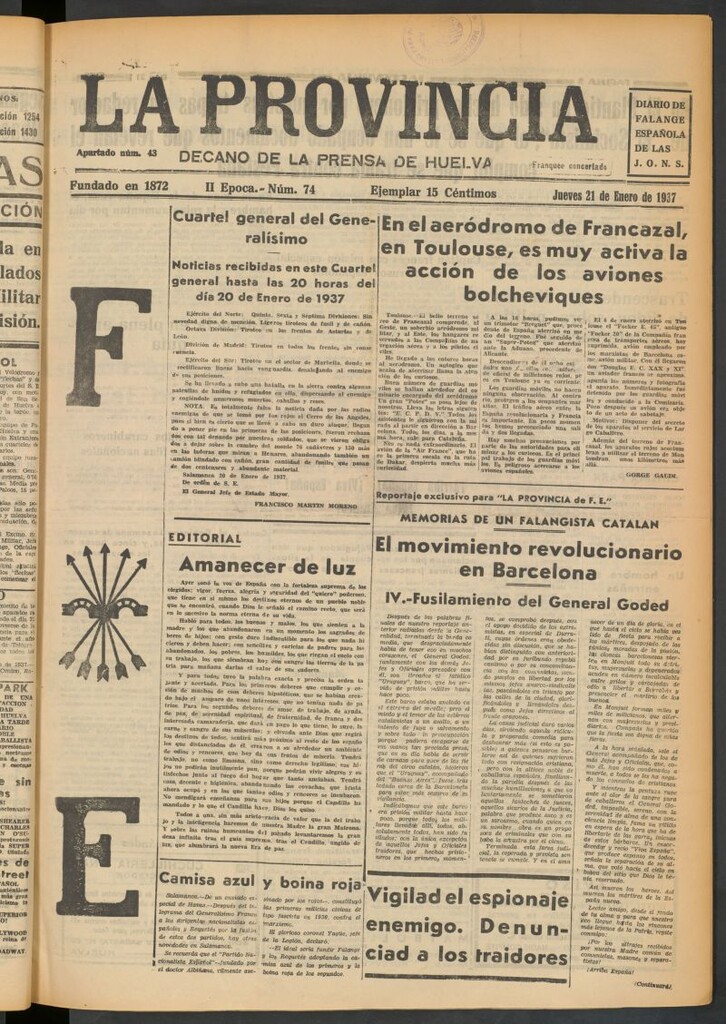 Miniatura de La Provincia : diario de la noche del 21 de enero de 1937