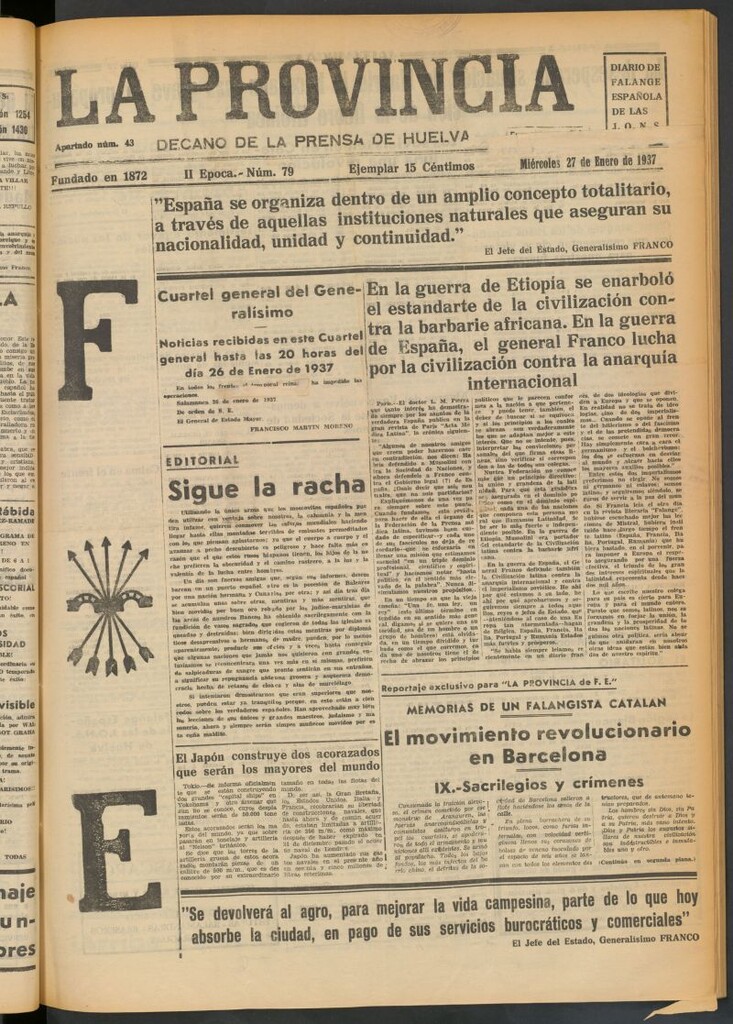 Miniatura de La Provincia : diario de la noche del 27 de enero de 1937