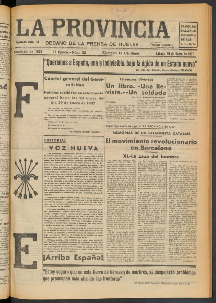 Miniatura de La Provincia : diario de la noche del 30 de enero de 1937