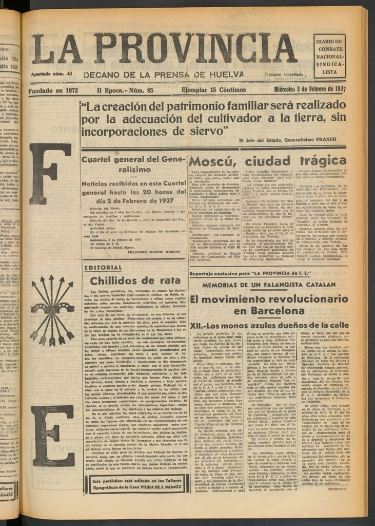 Miniatura de La Provincia : diario de la noche del 3 de febrero de 1937