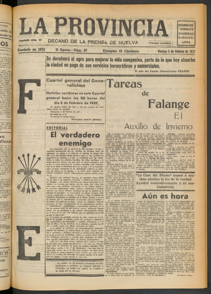 Miniatura de La Provincia : diario de la noche del 5 de febrero de 1937