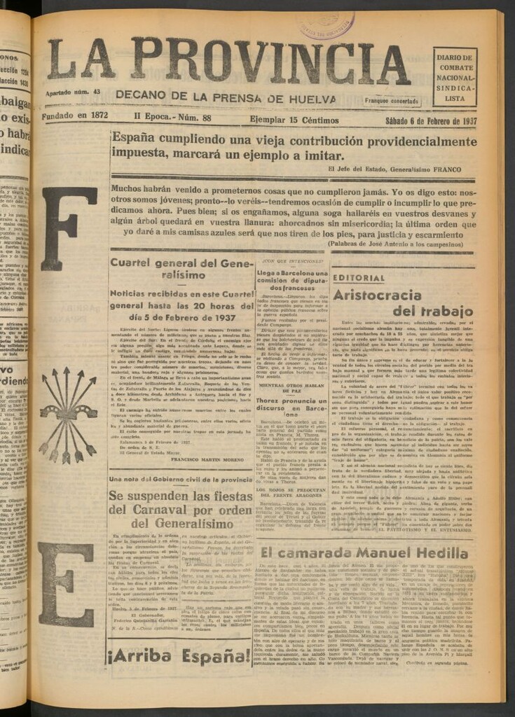Miniatura de La Provincia : diario de la noche del 6 de febrero de 1937