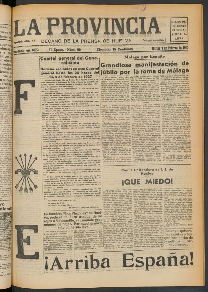Miniatura de La Provincia : diario de la noche del 9 de febrero de 1937