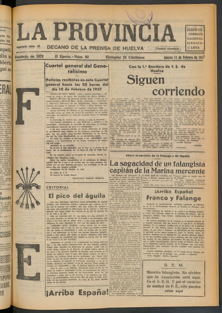 Miniatura de La Provincia : diario de la noche del 11 de febrero de 1937