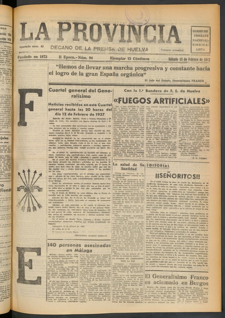 Miniatura de La Provincia : diario de la noche del 13 de febrero de 1937
