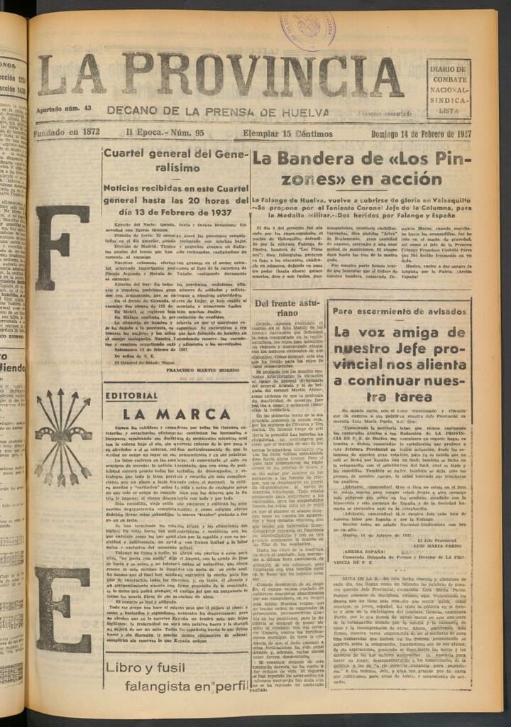 Miniatura de La Provincia : diario de la noche del 14 de febrero de 1937