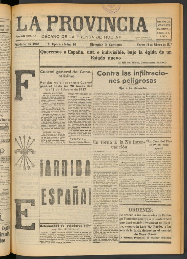 Miniatura de La Provincia : diario de la noche del 19 de febrero de 1937