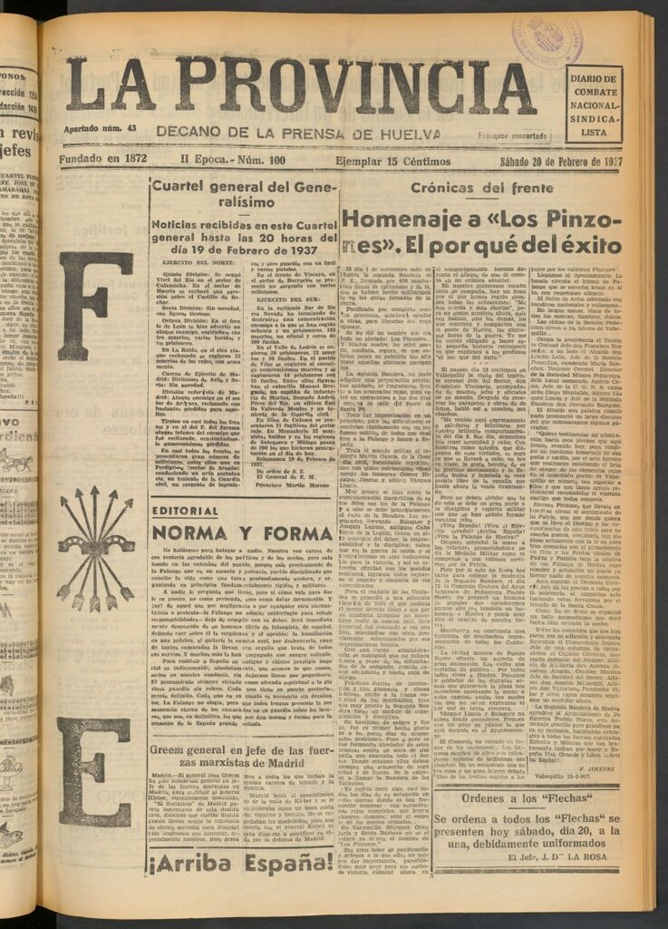 Miniatura de La Provincia : diario de la noche del 20 de febrero de 1937