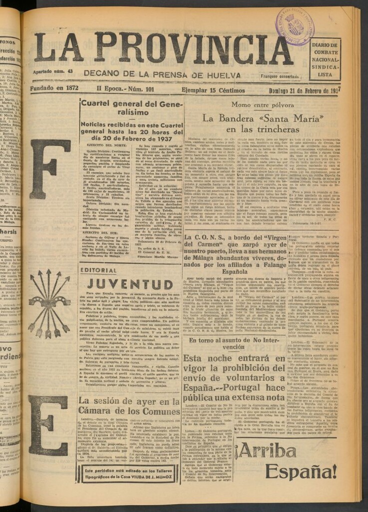 Miniatura de La Provincia : diario de la noche del 21 de febrero de 1937