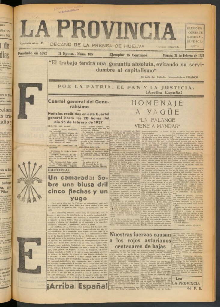 Miniatura de La Provincia : diario de la noche del 26 de febrero de 1937