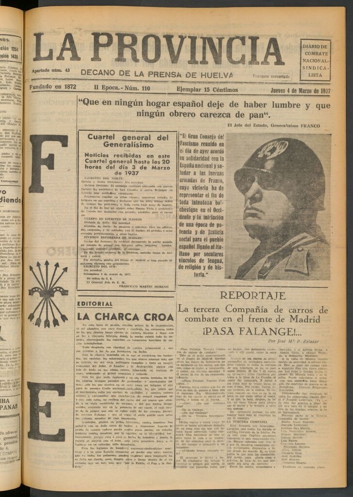 Miniatura de La Provincia : diario de la noche del 4 de marzo de 1937