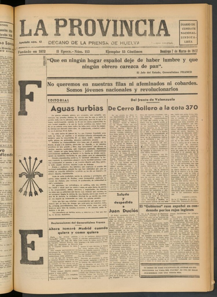 Miniatura de La Provincia : diario de la noche del 7 de marzo de 1937