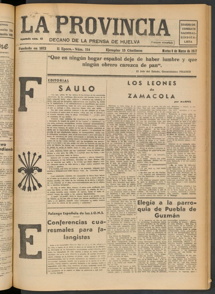 Miniatura de La Provincia : diario de la noche del 9 de marzo de 1937