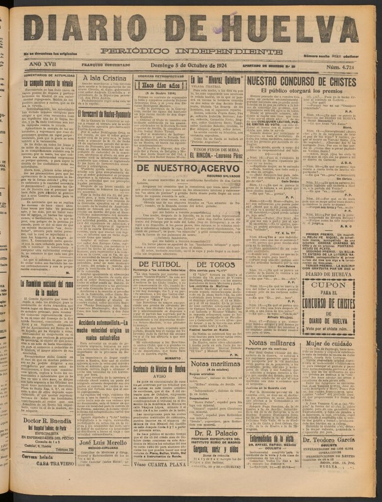Miniatura de Diario de Huelva : periódico independiente del 5 de octubre de 1924