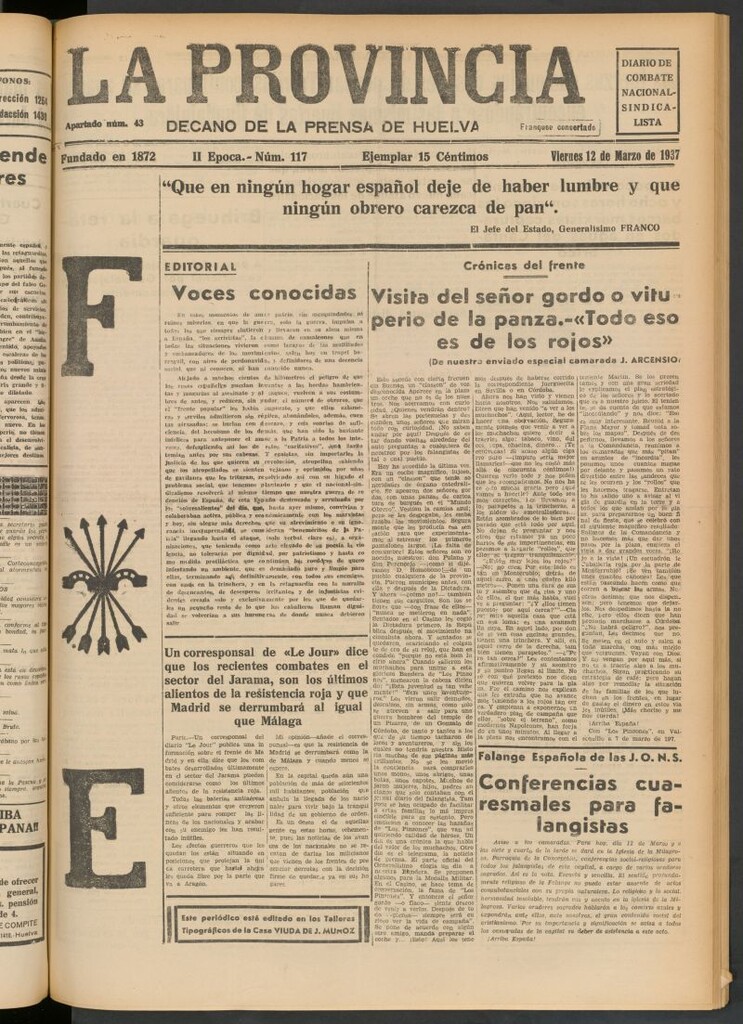 Miniatura de La Provincia : diario de la noche del 12 de marzo de 1937