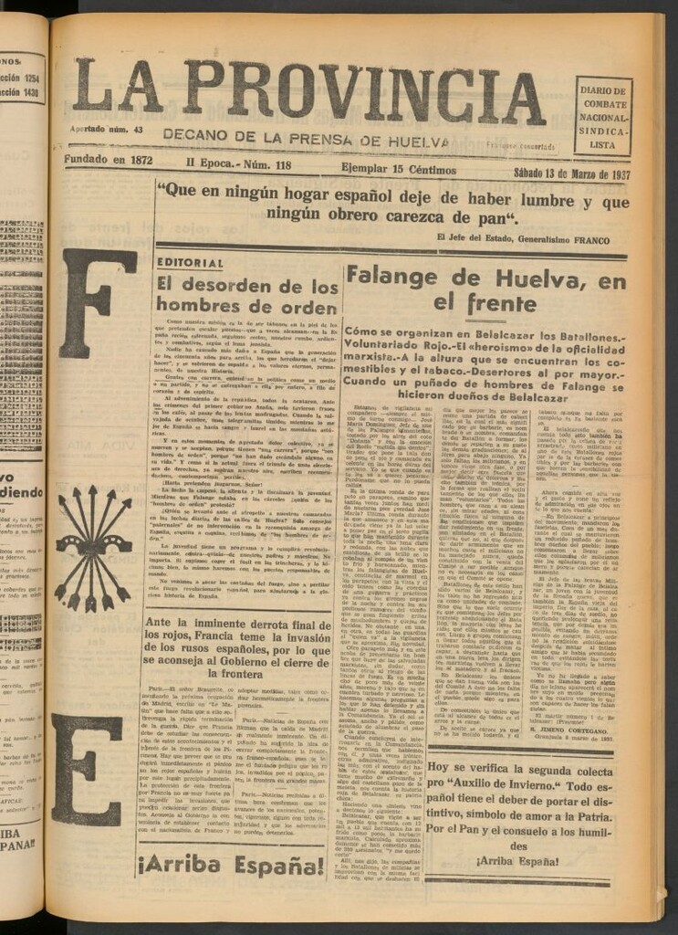 Miniatura de La Provincia : diario de la noche del 13 de marzo de 1937