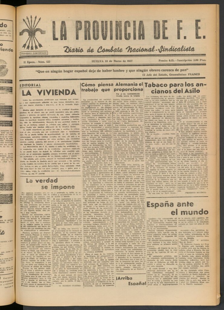 Miniatura de La Provincia : diario de la noche del 18 de marzo de 1937